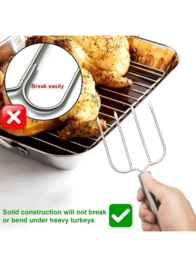 Stainless Steel Meat & Poultry Lifter Forks, Set of 2 Heavy Duty Turkey Roaster Forks, Secure Transfer & Carving Tools for Roast, Ham & Festive Dinners - Image 4